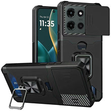 For Moto G Stylus 2025 Case Multi-Use Magnetic Ring Stand Cover + Tempered Glass