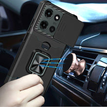 For Moto G Stylus 2025 Case Multi-Use Magnetic Ring Stand Cover + Tempered Glass