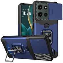 For Moto G Stylus 2025 Case Multi-Use Magnetic Ring Stand Cover + Tempered Glass