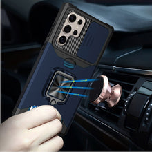 For Samsung S25 Ultra Case Multi-Use Card Magnetic Ring Stand + Tempered Glass