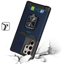 For Samsung S25 Ultra Case Multi-Use Card Magnetic Ring Stand + Tempered Glass