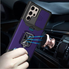 For Samsung S25 Ultra Case Multi-Use Card Magnetic Ring Stand + Tempered Glass