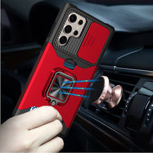 For Samsung S25 Ultra Case Multi-Use Card Magnetic Ring Stand + Tempered Glass