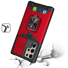 For Samsung S25 Ultra Case Multi-Use Card Magnetic Ring Stand + Tempered Glass