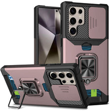 For Samsung S25 Ultra Case Multi-Use Card Magnetic Ring Stand + Tempered Glass