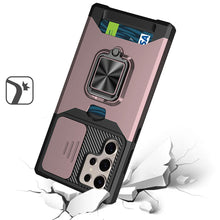 For Samsung S25 Ultra Case Multi-Use Card Magnetic Ring Stand + Tempered Glass