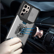 For Samsung S25 Ultra Case Multi-Use Card Magnetic Ring Stand + Tempered Glass