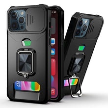 For iPhone 15 Case Multi-Use Magnetic RingStand Lens Cover + 2 Tempered Glass
