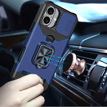 For iPhone 17 Case Multi-Use Card Holder Stand with Lens Cover + Tempered Glass