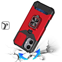 For iPhone 17 Case Multi-Use Card Holder Stand with Lens Cover + Tempered Glass