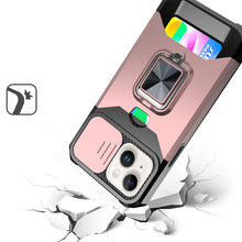 For iPhone 13/14 Case Multi-Use Card Magnetic Ring Stand Cover + Tempered Glass