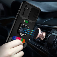 For Samsung S25/S24 Case Multi-Use Card Magnetic Ring Stand + Tempered Glass