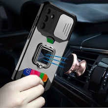 For Samsung S25/S24 Case Multi-Use Card Magnetic Ring Stand + Tempered Glass