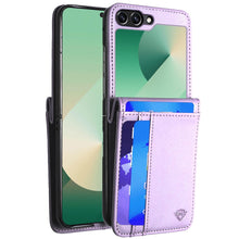 For Samsung Z Flip7 Case Vegan Leather Phone Wallet Card Slots + Tempered Glass