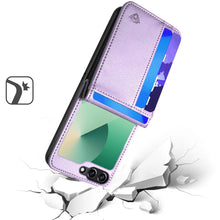 For Samsung Z Flip7 Case Vegan Leather Phone Wallet Card Slots + Tempered Glass