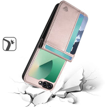 For Samsung Z Flip7 Case Vegan Leather Phone Wallet Card Slots + Tempered Glass