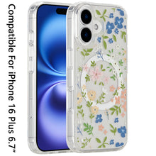 For iPhone 16 Plus 6.7in Case Magnetic Circle Printed UV Design + Tempered Glass