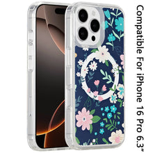 For iPhone 16 Pro 6.3in Case Magnetic Circle Printed UV Design + Tempered Glass