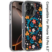 For iPhone 16 Pro 6.3in Case Magnetic Circle Printed UV Design + Tempered Glass