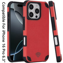 For iPhone 16 Pro 6.3in Case Magnetic Circle Rugged Dual Layered +Tempered Glass