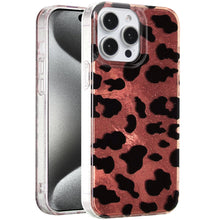 For iPhone 15 Pro Max Case Glossy In Mold Design w/ Glitter + 2 Tempered Glass