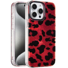 For iPhone 15 Pro Max Case Glossy In Mold Design w/ Glitter + 2 Tempered Glass