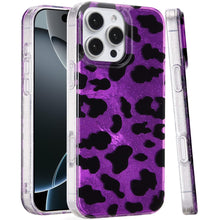 For iPhone 16 PRO MAX Case Glossy In Mold Design Print Glitter + Tempered Glass