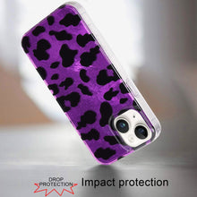 For iPhone 15 Case Glossy In Mold Design Print with Glitter + 2 Tempered Glass