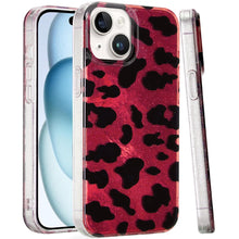 For iPhone 15 Case Glossy In Mold Design Print with Glitter + 2 Tempered Glass