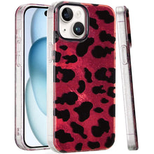 For iPhone 13/14 Case Glossy In Mold Design Print w/ Glitter + Tempered Glass