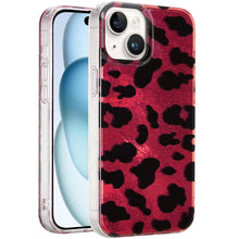 For iPhone 15 Case Glossy In Mold Design Print with Glitter + 2 Tempered Glass