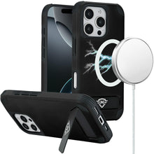 For iPhone 16 Pro 6.3in Case Magnetic Circle Pop-out Stand + Tempered Glass