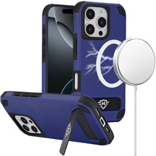 For iPhone 16 Pro 6.3in Case Magnetic Circle Pop-out Stand + Tempered Glass