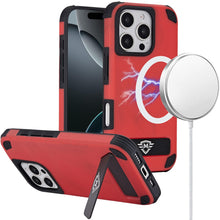 For iPhone 16 Pro 6.3in Case Magnetic Circle Pop-out Stand + Tempered Glass