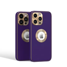 For iPhone 15 PRO Case PU Leather Chrome Glass Lens Cover + 2 Tempered Glass