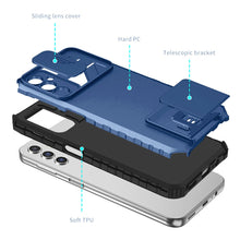 For Samsung S25+/S24+ Case Dual Layer Camera Protection Stand + Tempered Glass