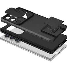 For Samsung S25 Ultra Case Dual Layer Camera Protection Stand + Tempered Glass
