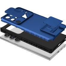 For Samsung S25 Ultra Case Dual Layer Camera Protection Stand + Tempered Glass