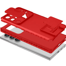 For Samsung S25 Ultra Case Dual Layer Camera Protection Stand + Tempered Glass