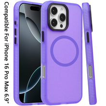 For iPhone 16 PRO MAX Case Magnetic Circle Rugged Frosted Cover + Tempered Glass