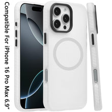 For iPhone 16 PRO MAX Case Magnetic Circle Rugged Frosted Cover + Tempered Glass