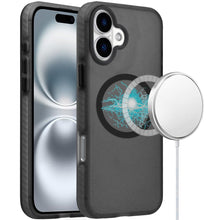 For iPhone 16 Plus 6.7in Case Magnetic Circle Rugged Frosted + Tempered Glass