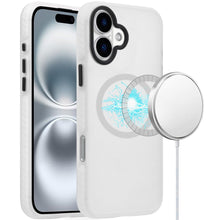 For iPhone 16 Plus 6.7in Case Magnetic Circle Rugged Frosted + Tempered Glass