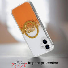 For iPhone 16 6.1inch Case Magnetic Circle Fused Glitter Epoxy + Tempered Glass