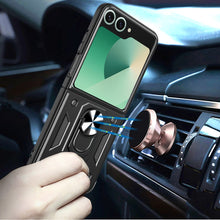 For Samsung Z Flip7 Case Camera Lens Cover Magnetic Ring Stand + Tempered Glass