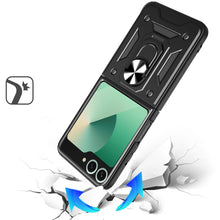 For Samsung Z Flip7 Case Camera Lens Cover Magnetic Ring Stand + Tempered Glass