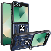 For Samsung Z Flip7 Case Camera Lens Cover Magnetic Ring Stand + Tempered Glass