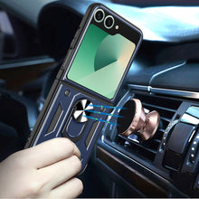 For Samsung Z Flip7 Case Camera Lens Cover Magnetic Ring Stand + Tempered Glass