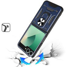 For Samsung Z Flip7 Case Camera Lens Cover Magnetic Ring Stand + Tempered Glass