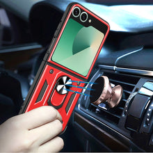 For Samsung Z Flip7 Case Camera Lens Cover Magnetic Ring Stand + Tempered Glass